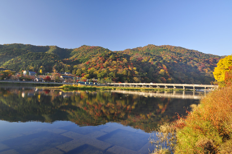 嵐山・桂川と渡月橋・秋