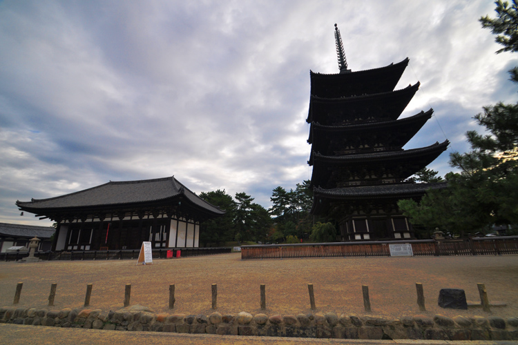 興福寺・五重塔(右)、東金堂(左)